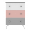 COMMODE ENFANT BLANC, GRIS ET ROSE RINGO